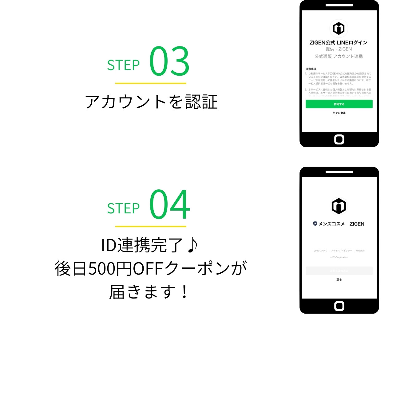 LINE連携で後日500円OFFクーポンGET