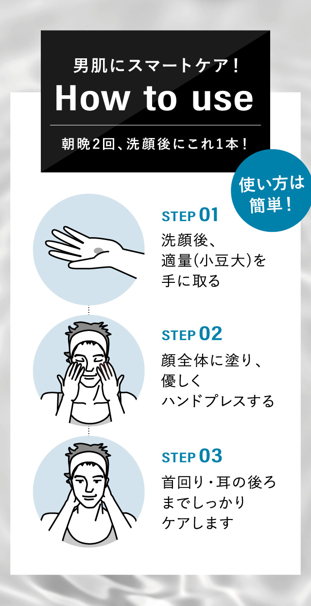 オールインワンフェイスジェル HOW TO USE