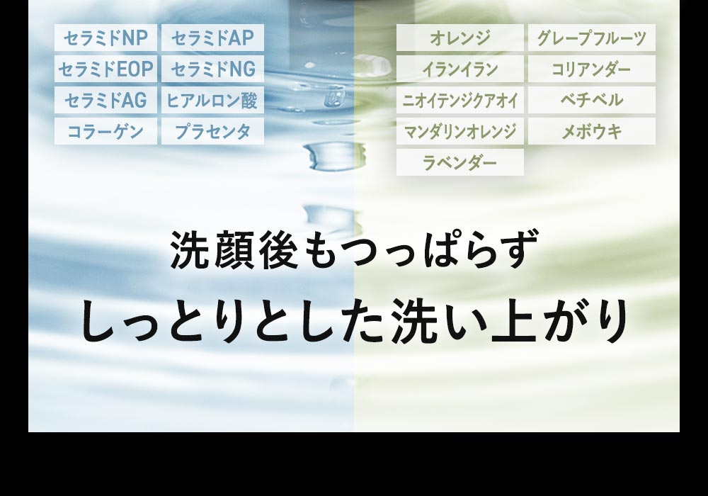 洗顔後もつっぱらずしっとりとした洗い上がり